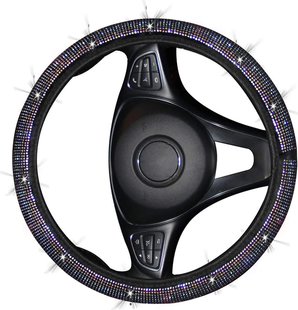 Coprivolante in pelle con strass, universale, 38,1 cm