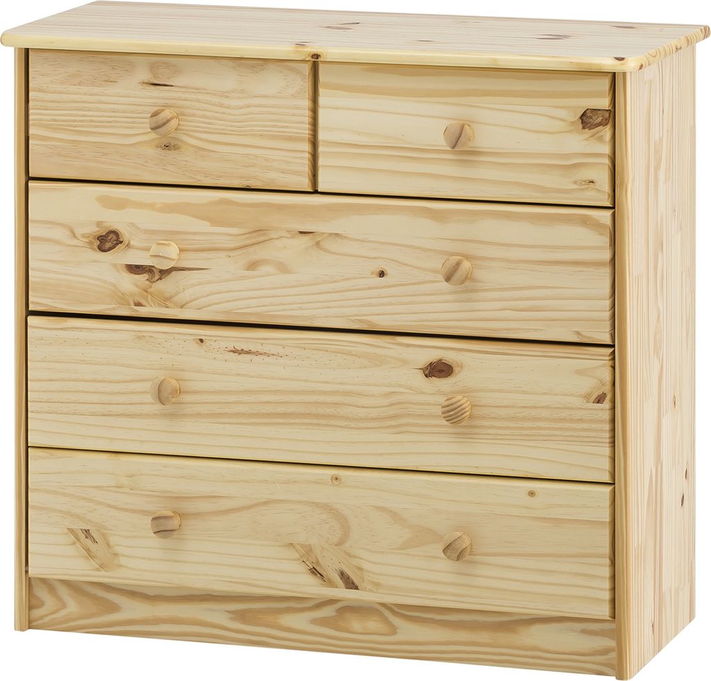 Möbilia Kommode | 5 Schubladen | Kiefer-Holz massiv | B 81 Produktbild 