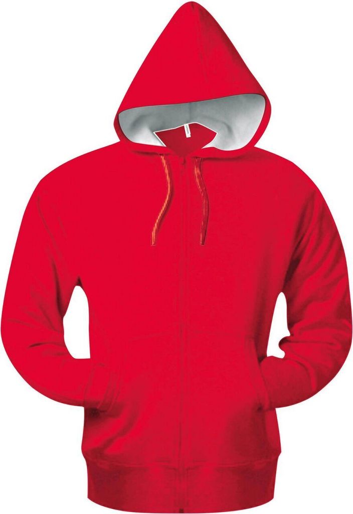 Kariban Herren Sweatjacke Kapuzenpullover Hoodie Sweatshirt Pullover, Größe:XL, Farbe:Rot