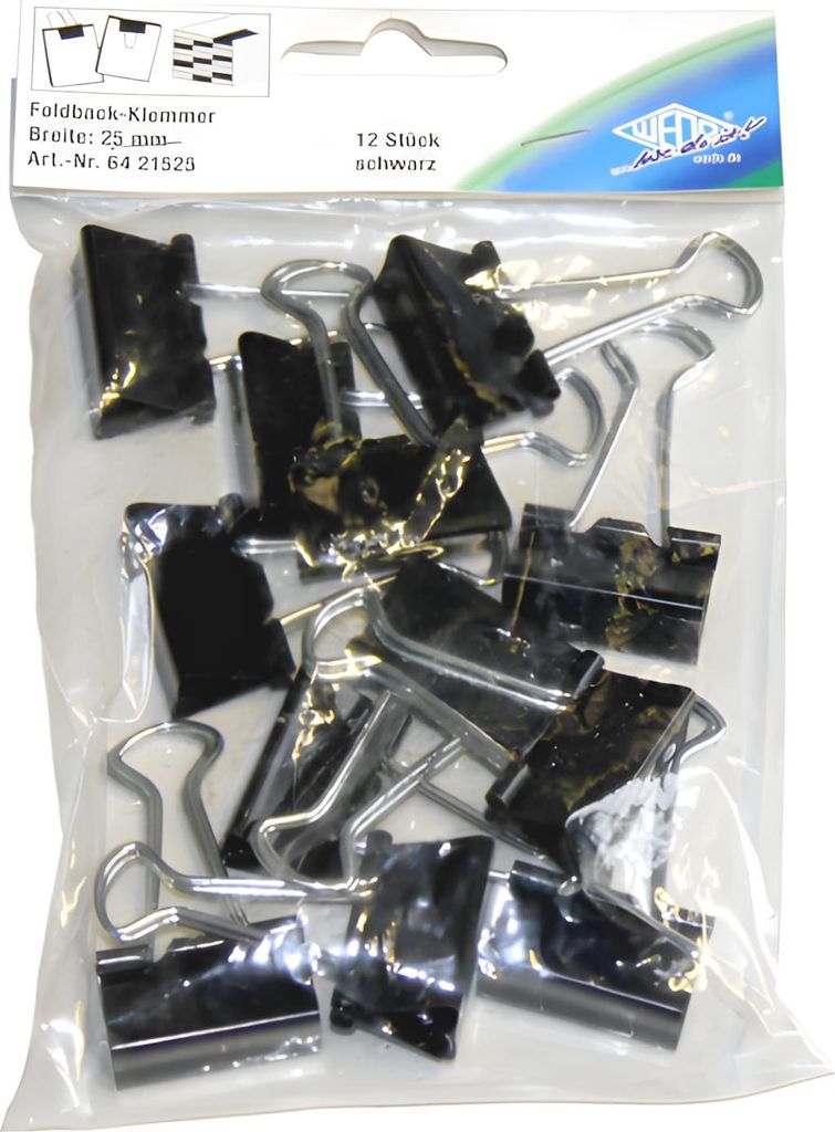 Wedo 64 21525, Metal, Nikiel, Czarny, 25 mm, 12 szt. Zdjęcie produktu 