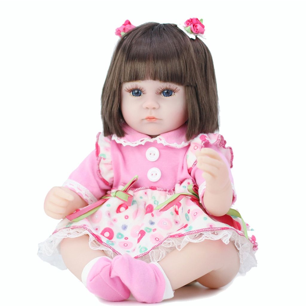 Baby Puppe 42 cm Lebensecht Handgefertigt Weich Silikon-Vinyl Mädchen 