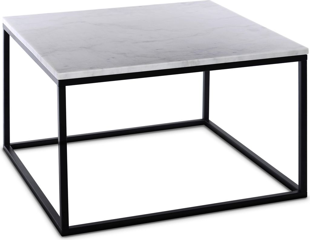 TPFLiving Couchtisch Platte Marmor, Gestell Metall Platte weiß, Gestell schwarz