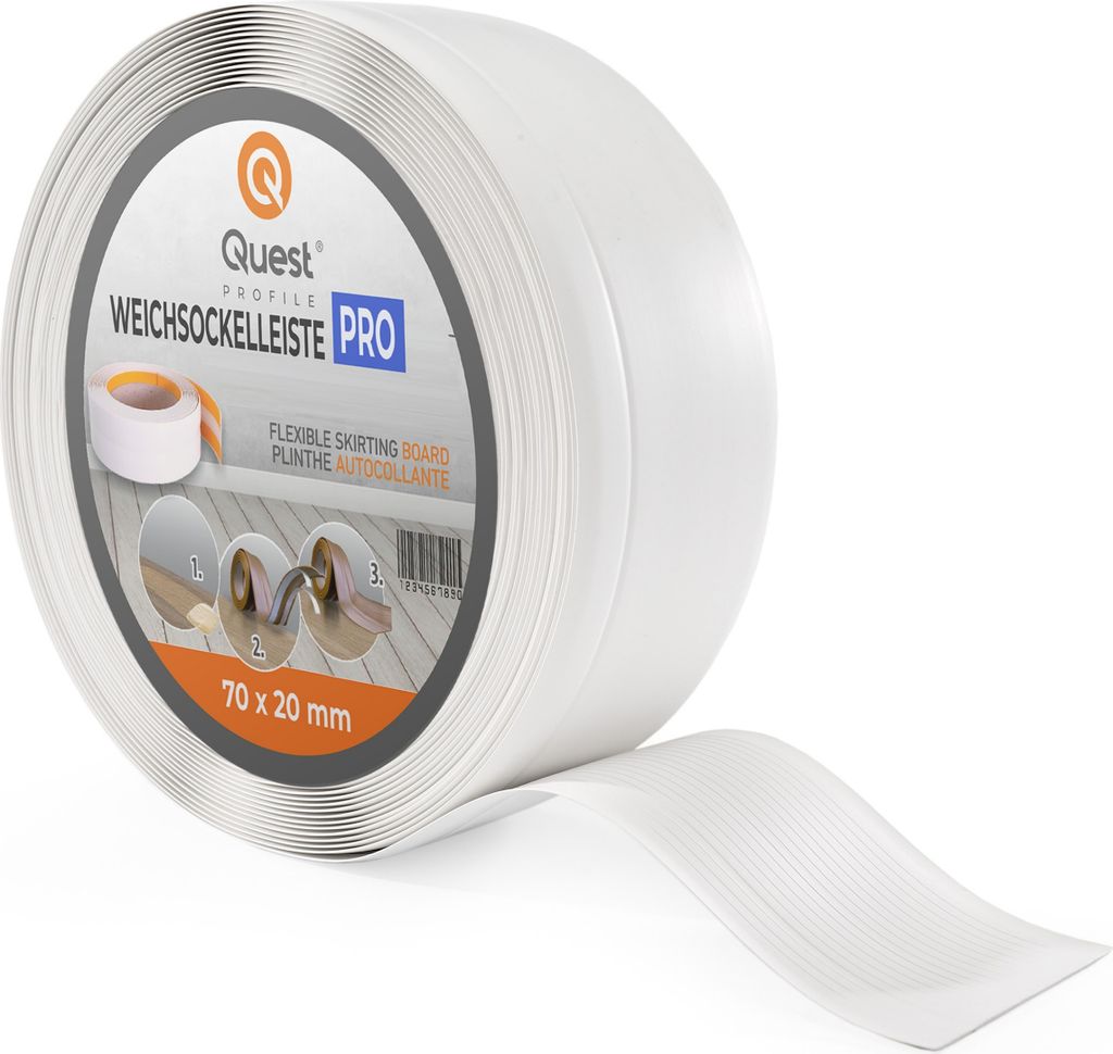 QUEST Weichsockelleiste 70x20mm, 10m, Flexibel Bodenleiste, Produktbild 