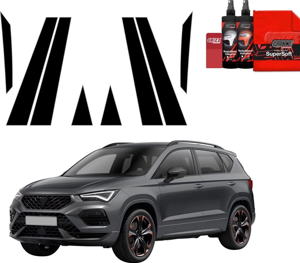 10in1 Schwarze Grizz Protector schutzfolie für B-C-Säule - Cupra Ateca (2020-2025)