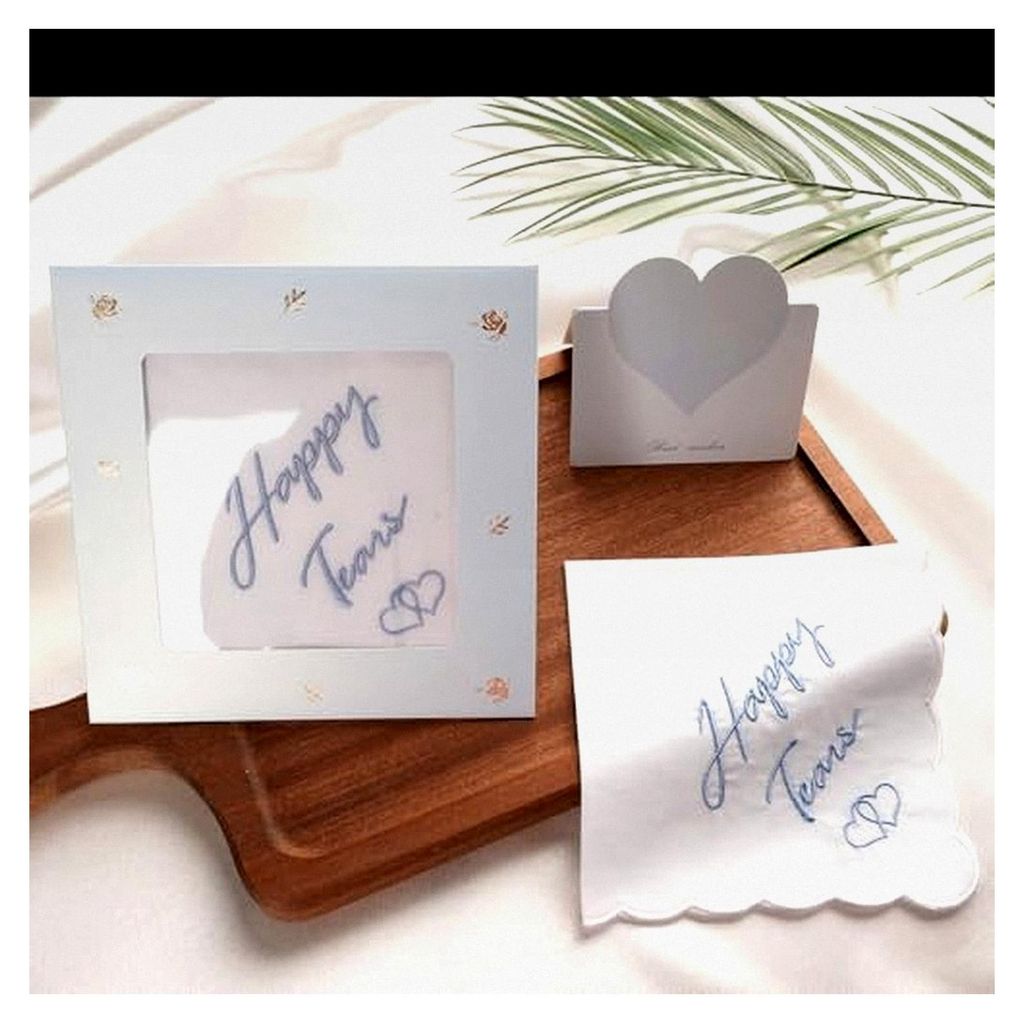 Besticktes Taschentuch für Hochzeiten, 60er Jahre, Baumwolle, weiß, Einstecktuch für Braut und Bräutigam, Hochzeitsgeschenk, etwas Blau, 30,5 x...