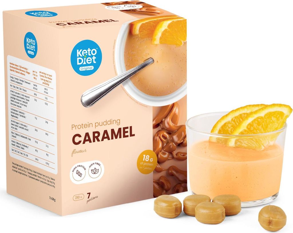 Eiweißpudding – Karamell mit hohem Protein- und Ballaststoffgehalt (7 Portionen)