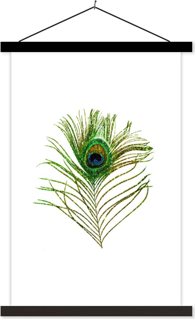 MuchoWow Textilposter Pfauenfedern - Grün - Augen 40x60 cm mit schwarzem Rahmen - Wanddekorationen