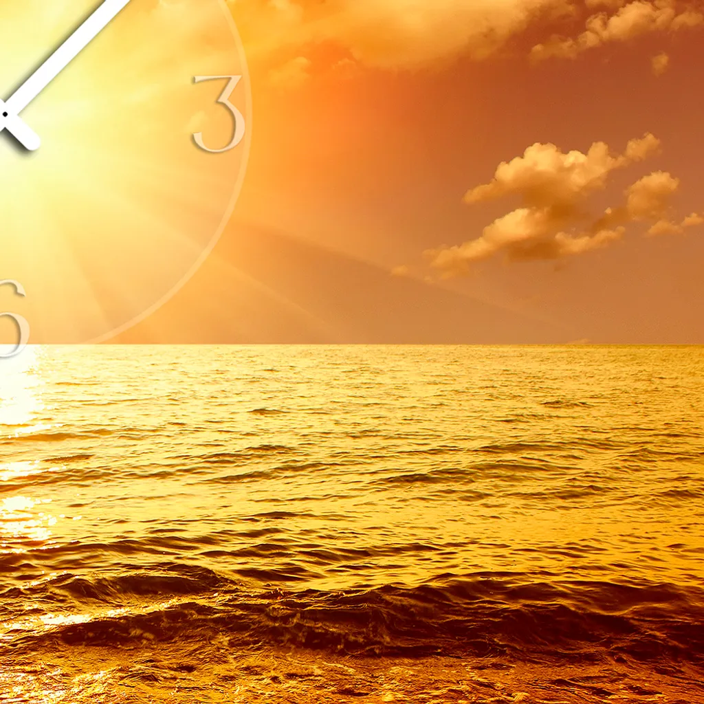 Horloge murale décorative 50x70 cm pour salon et bureau Coucher de soleil