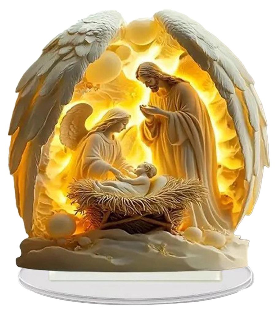 Weihnachtliche Krippenszene, Acryl-Tischaufsteller, 2D-flaches Schreibtisch-Ornament für christliche Heimdekoration
