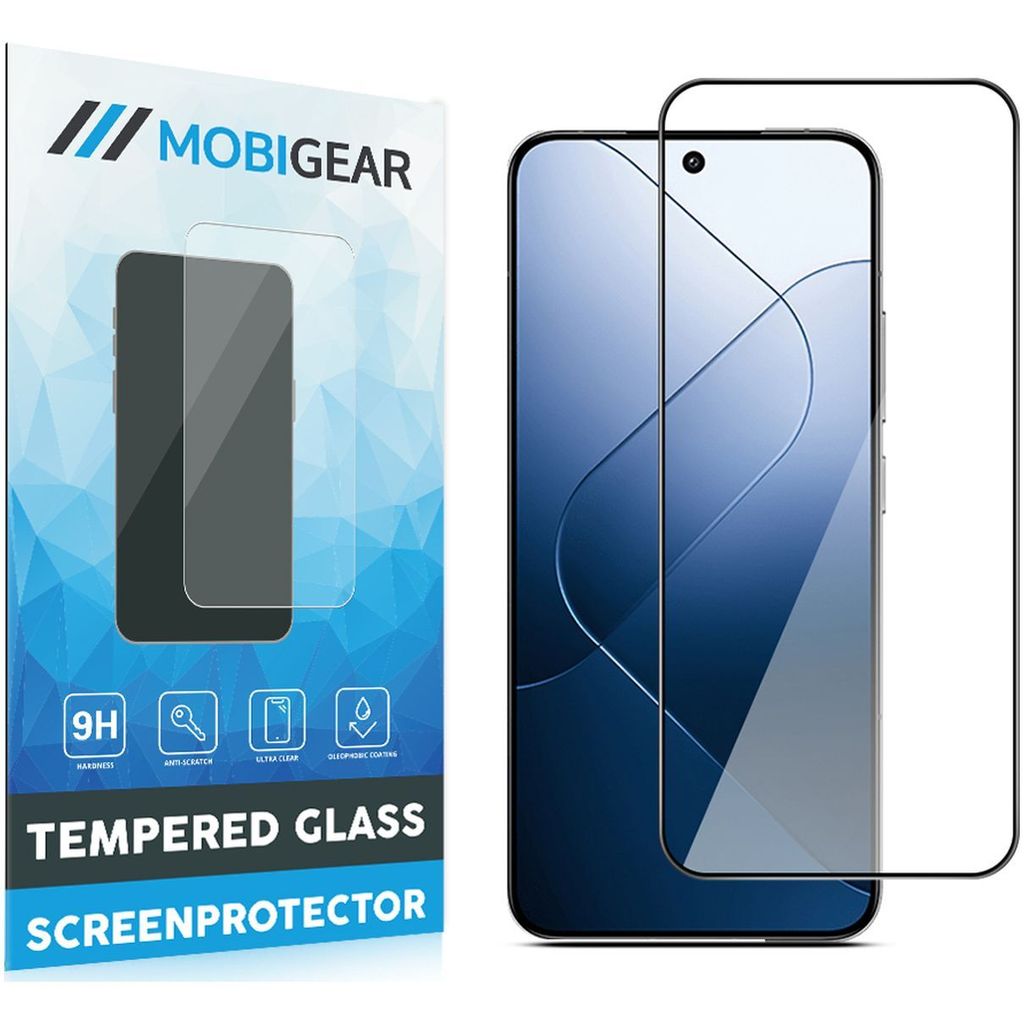 Mobigear Premium Xiaomi 14 Panzerglas Gehärtetes Glas Displayschutz - Hüllenfreundlich - Schwarz