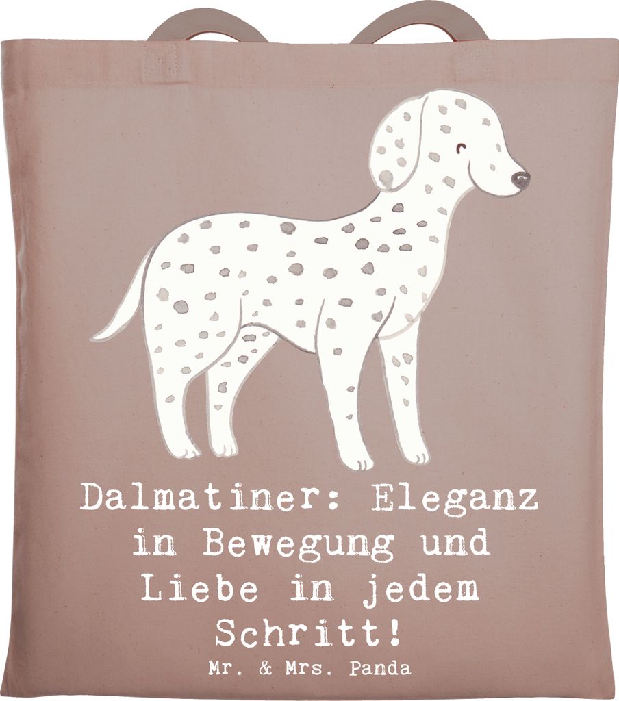 Mr. & Mrs. Panda Beutel Dalmatiner Charme - Braun Pastell - Geschenk, Hunderassen Vielfalt, Liebe, Tasche, Bewegung, Uni, Eleganz, Tote Bag, Schult...