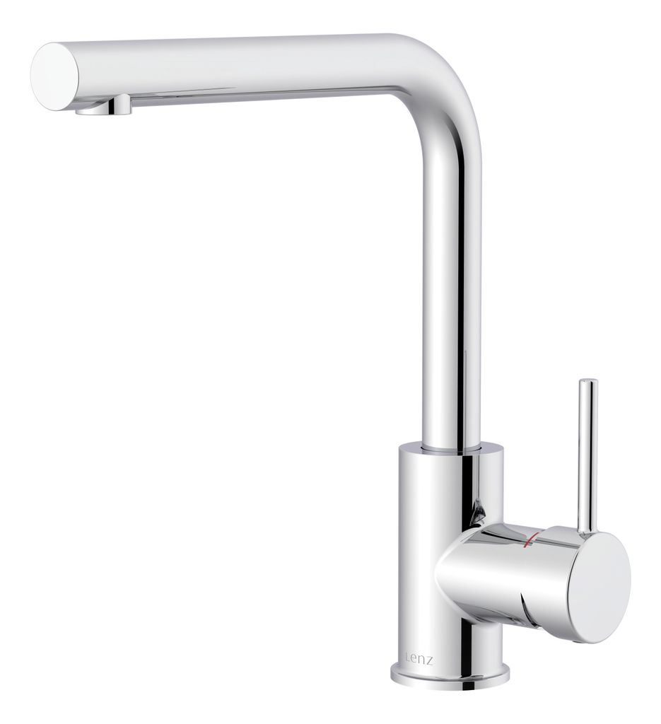 Lenz OLINA Küchenarmatur Chrom - Hochdruck Einhebelmischer, 360° schwenkbar, L-Auslauf, spritzfreie Mischdüse, langlebige Keramikkartusche 46031102