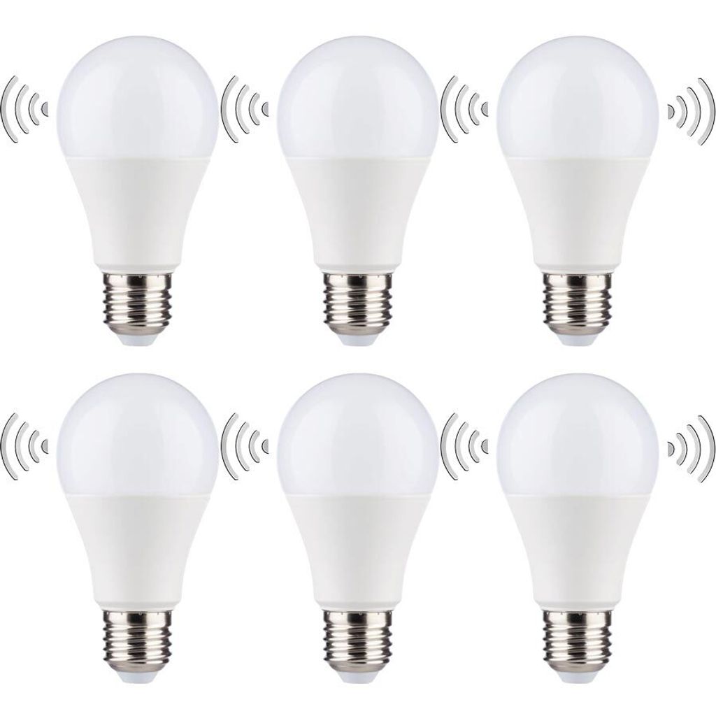 6 x Müller-Licht LED Leuchtmittel Birnenform A60 5,8W = 40W E27 4000K Neutralweiß Bewegungs Sensor
