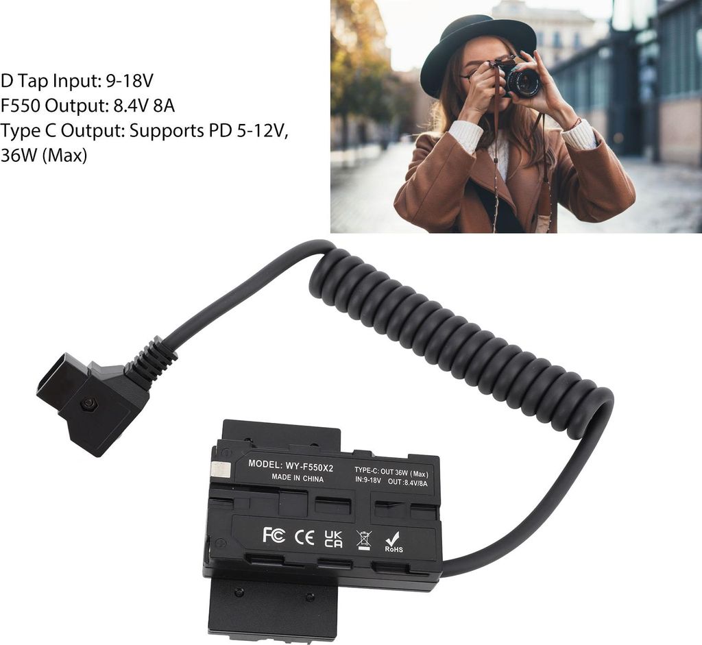 D Tap to NP F970 F750 F550 Dummy-Batterie-Netzteil, DC-Koppler für Kameras, Monitore, Fülllichter, dreifacher Ausgang, kreuzförmiger vertikaler ...