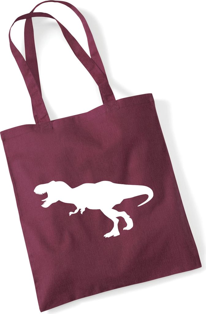 Huuraa Jutebeutel Tyrannosaurus Rex Dinosaurier 10 Liter Burgundy Baumwolle Tasche Geschenkidee