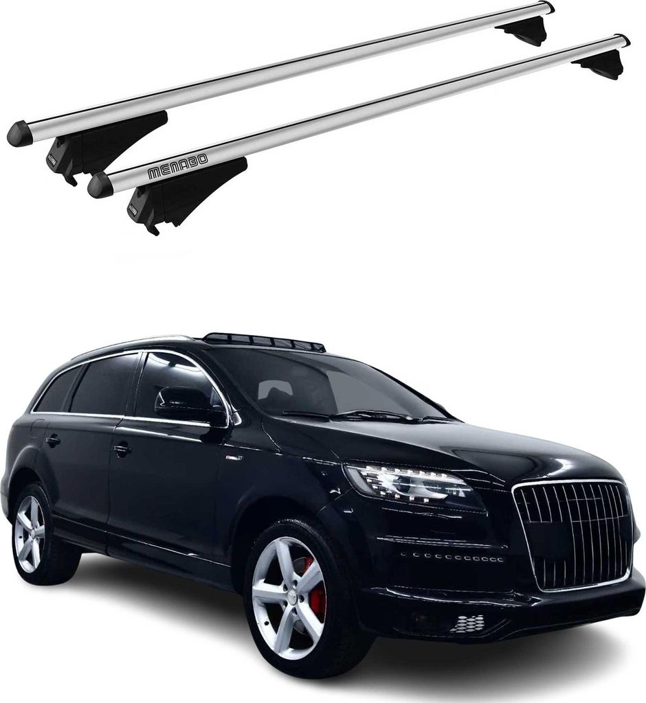 Menabo Dachträger Grundtäger für Audi Q7 2005-2015 75kg Aluminium Silber 2 tlg