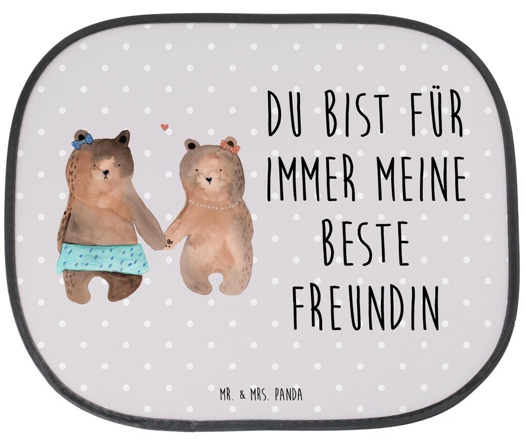 Mr. & Mrs. Panda auto hitzeschutz Bär Freundin - Grau Pastell - Geschenk, Sonnenschutz für Autoscheiben, Sonnenblende, Autoscheibe, Teddy