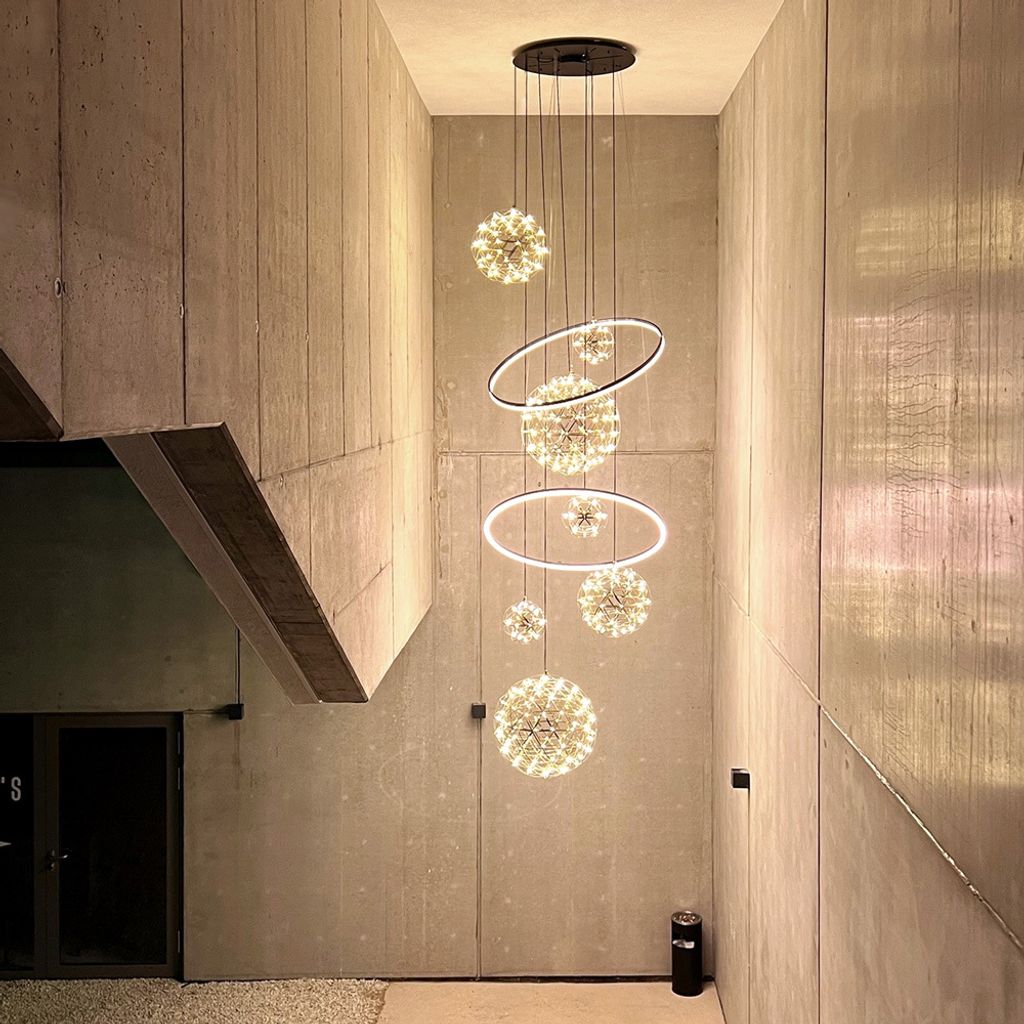 s.luce Fusion XXL Galerieleuchte LED-Ring-Pendelleuchte Hängelampe 8-flammig Weiß/Chrom Rund, Länglich