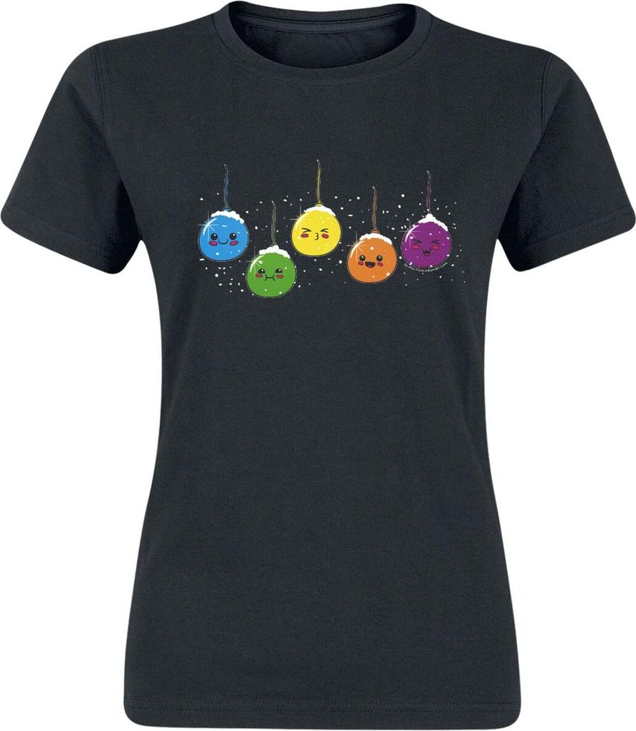 Sprüche T-Shirt Damen Christmas Balls schwarz XXL
