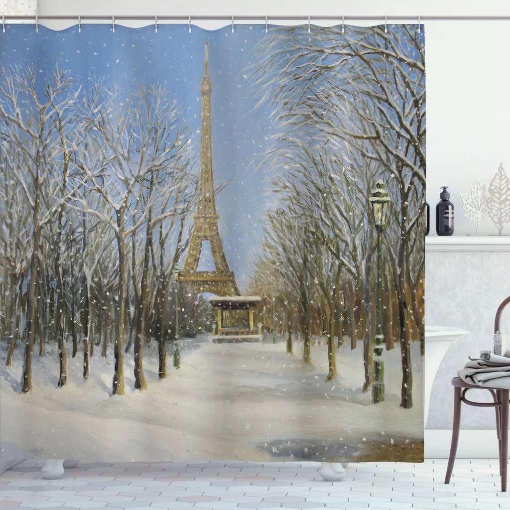 Tenda Doccia Lunga 240cm ABAKUHAUS - Parigi e Torre Eiffel - 2
