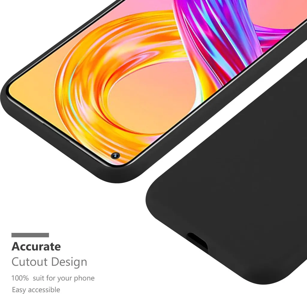 Custodia Per Realme 8 Pro – Cover Morbida In TPU Nero Con Effetto Marmo, Antiurto, Protezione Anti Graffio, Bordo Rialzato