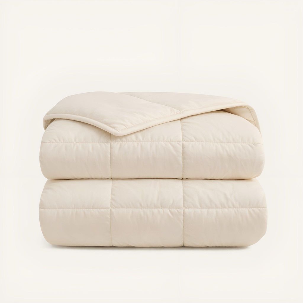 HappyBed Hochwertige Perkal-Bettdecke | Taupe | Für das ganze Jahr