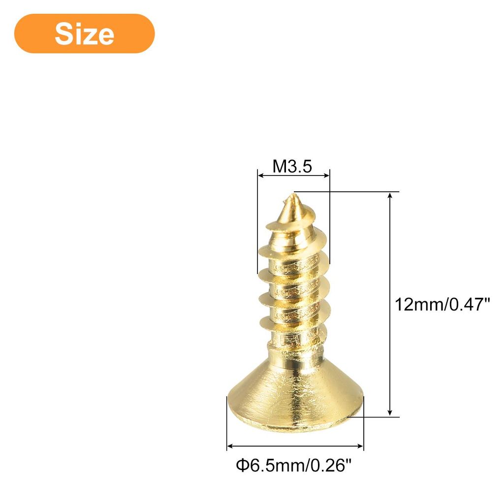 20 Stš¹ck Holzschrauben M3.5¡Á12 mm Kreuzkopf Senkkopfschrauben Farbe Messing Selbstschneidende Schrauben mit Senkkopf Senkkopfschrauben fš¹r...
