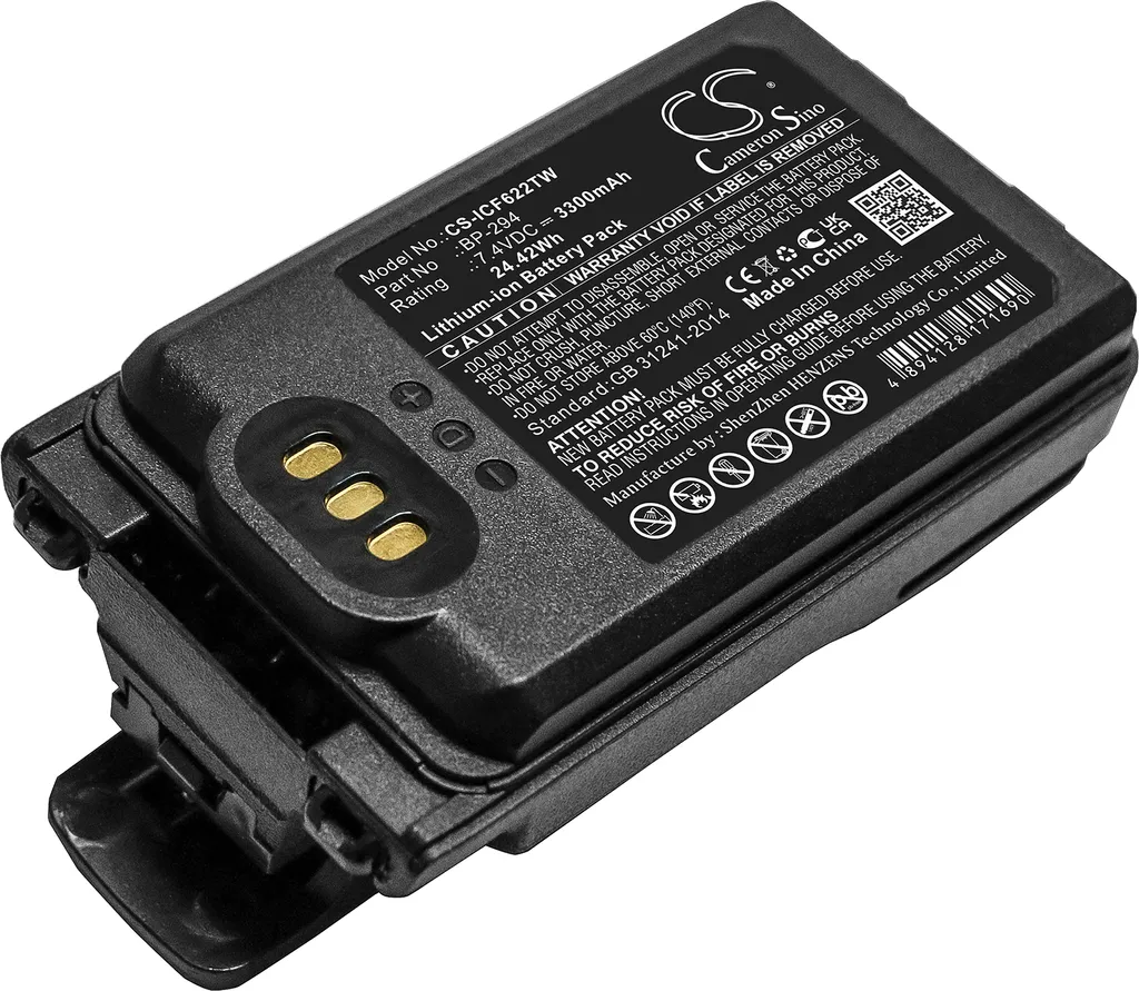 Batterie Techtek pour Icom IC-F52D IC-F62D IC-M85 remplace BP-290 BP-294