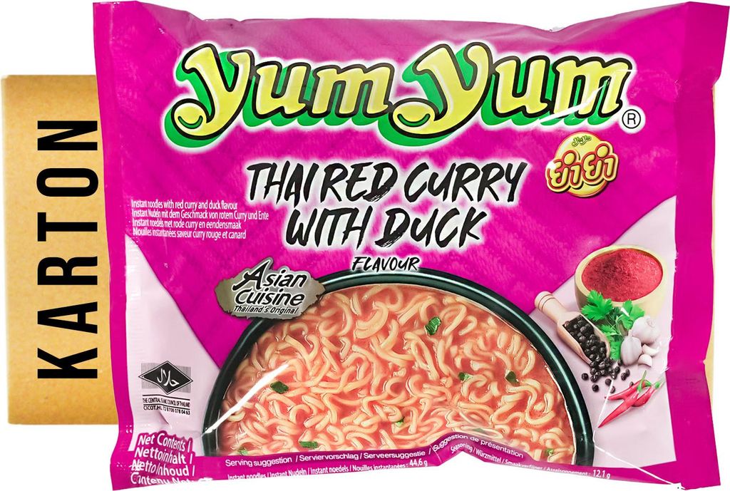 Yum Yum Red Curry mit Ente Geschmack Instantnudeln 30x60g