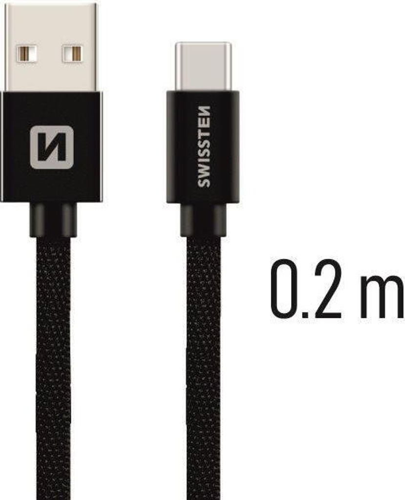 Swissten 71521101 USB-Kabel 0,2 m USB A USB C Schwarz