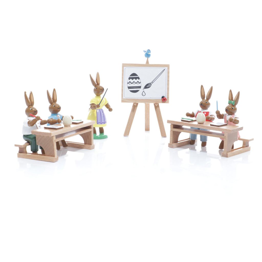 Osterdekoration Hasenschule mit Lehrerin Höhe 7,5cm NEU