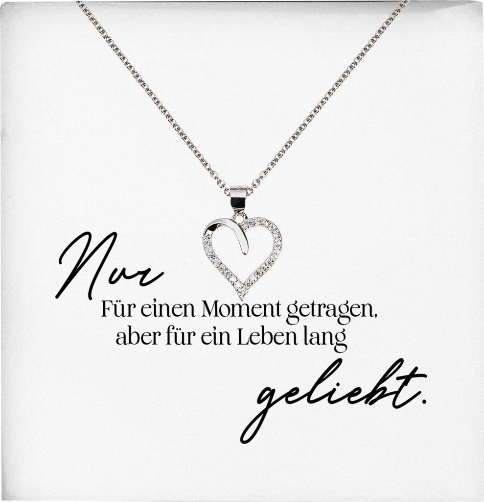 22Feels Fehlgeburt Erinnerung Trauer-Herz Halskette Frauen Kondolenzgeschenk "Nur Für Einen Moment" Damen Collier (Damen Silber 925/000 Schmuck)