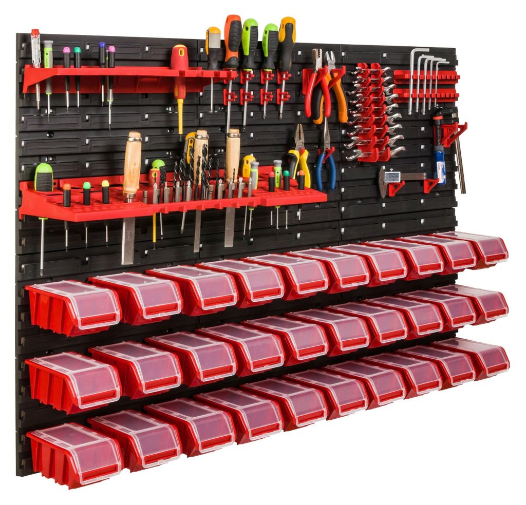 Werkstatt-Wandsystem 1170x780 mm, 30-teilig, PP, mit Boxen