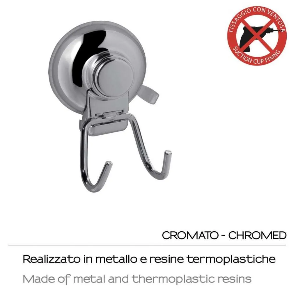 Appendino 2 ganci con ventosa in metallo cromato | Menta - 5