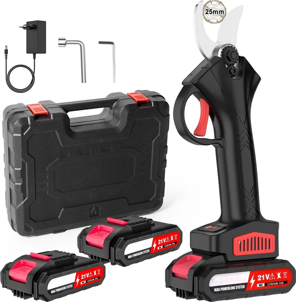 Cesoie da Potatura Professionali Brushless - Set Completo Ergonomico Nero