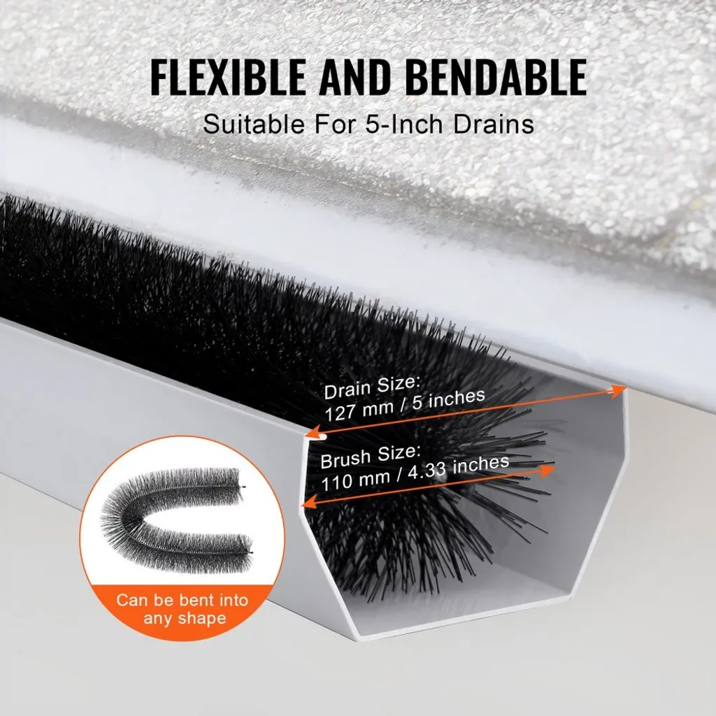 Kit de nettoyage de gouttières 24,4m - Brosse hérisson Ø110mm 27 pièces