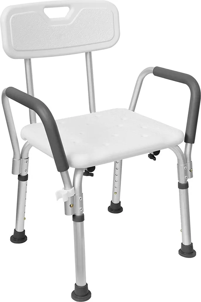 UISEBRT Tabouret de Douche Réglable avec Accoudoirs et Dossier Confort