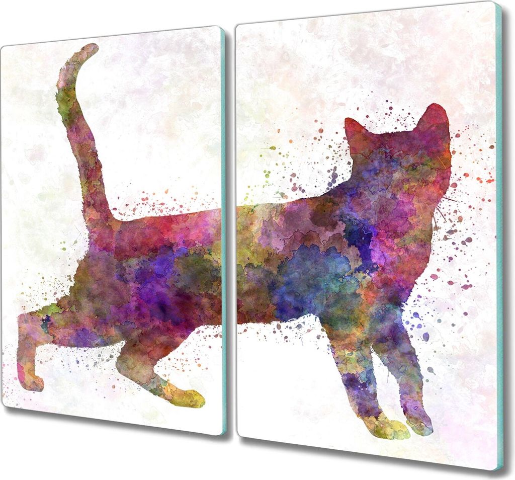 Coloray Kochplattenabdeckung Herdabdeckplatte 2x30x52 cm Hackbrett Schneidebrett Küchenbrett - Katze