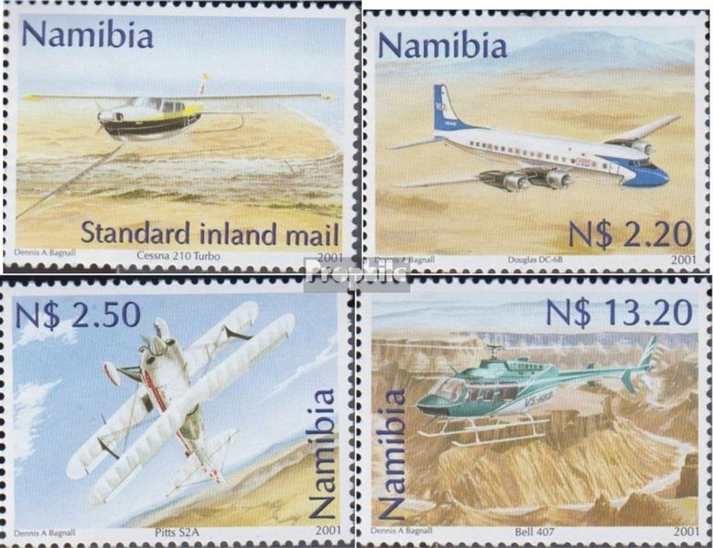 Briefmarken Namibia - Südwestafrika 2001 Mi 1037-1040 (kompl.Ausg.) postfrisch Zivilluftfahrt