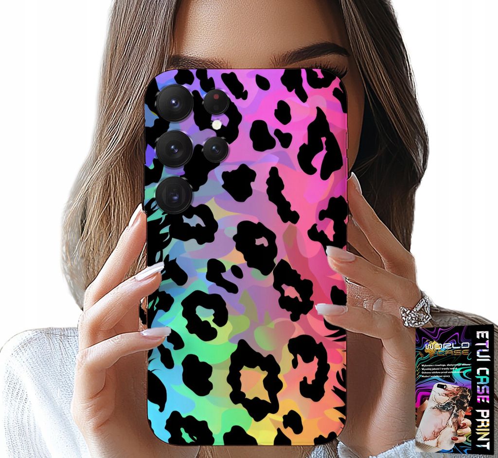 Etui Für Samsung Galaxy S25 Ultra - Farbenfroher Regenbogen Leopard Druck Rückseite Glas