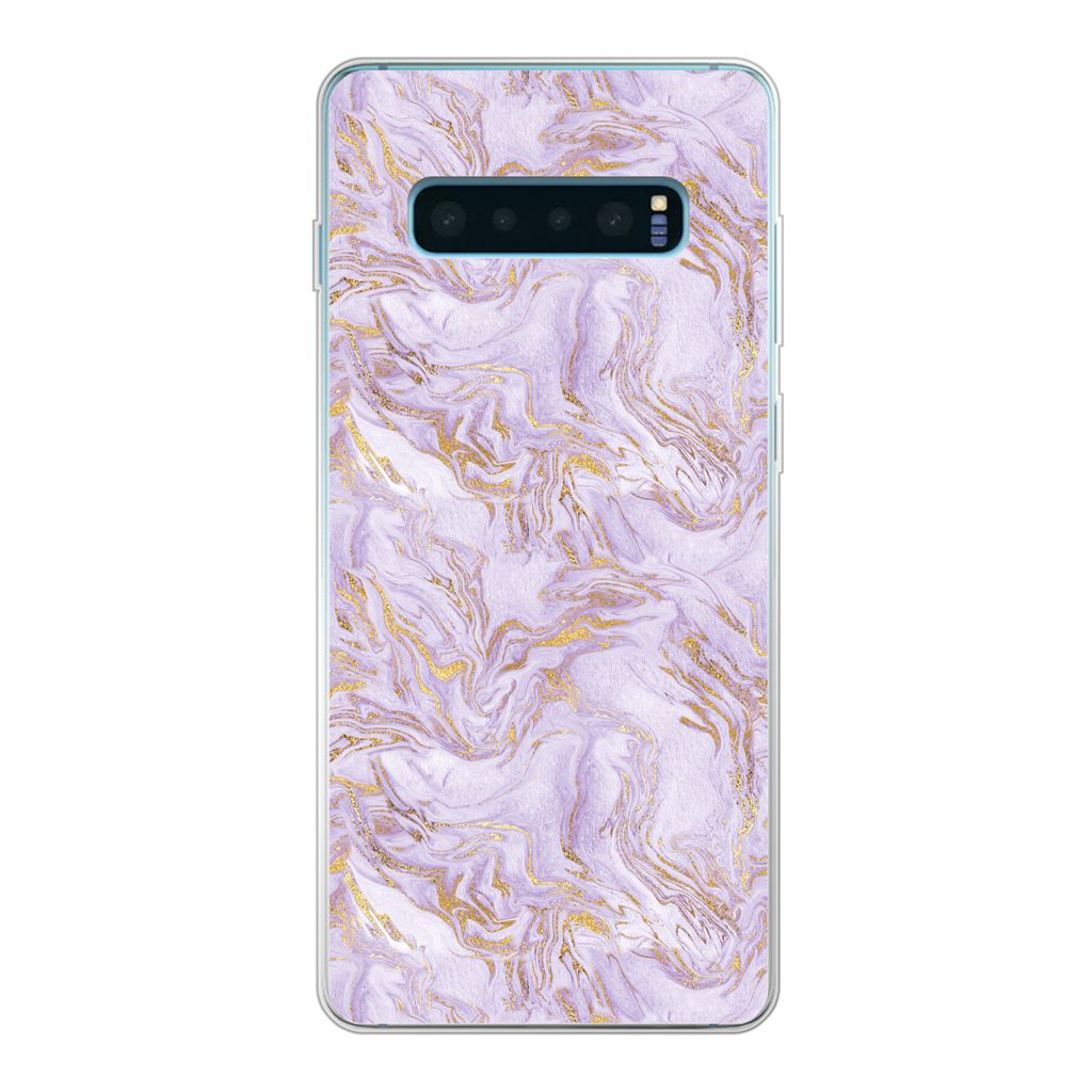 MuchoWow Handyhülle Schutzhülle Hülle für Samsung Galaxy S10 Plus Abstrakt - Marmor - Gold - Muster Silikon Softcase Handy Hülle - Schutzhülle