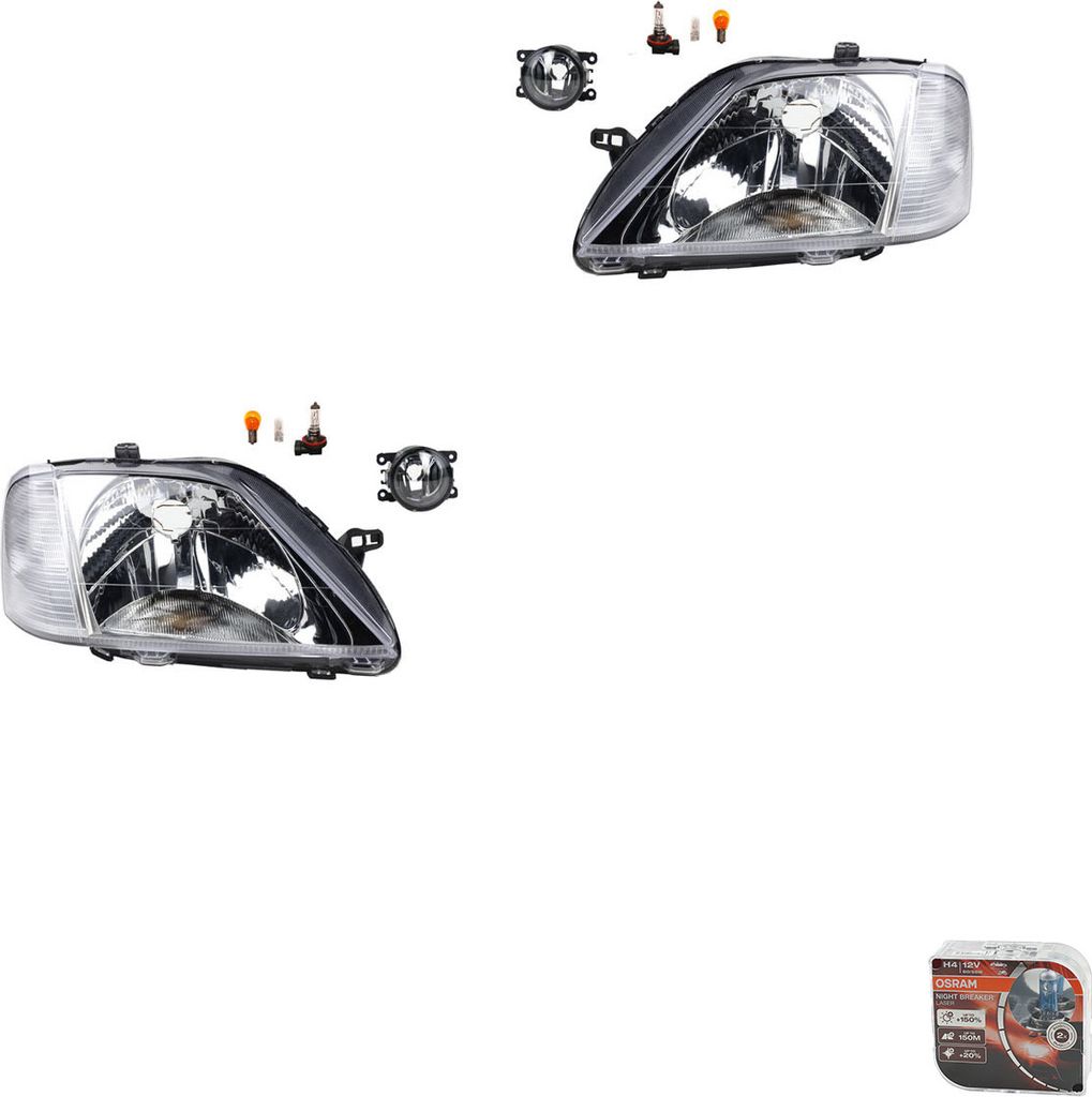 Johns, Scheinwerfer + Osram Night Breaker Laser passend für Dacia Logan 09/2004-05/08 8200074008 6202E1 00006202E1 6710027 0000620639 620639 00006...