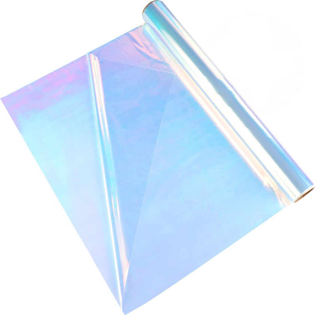 1 Rolle lebendige Regenbogenfolie, schön, dekorativ, praktisch, sicher, bruchfest, reißfest, Blumenverpackungspapier, blau