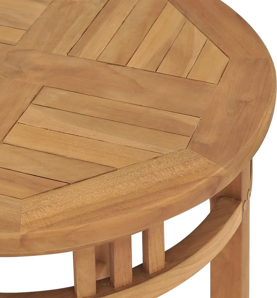 Table de Bistrot en Teck Massif Ø60 cm Résistante aux Intempéries - 4