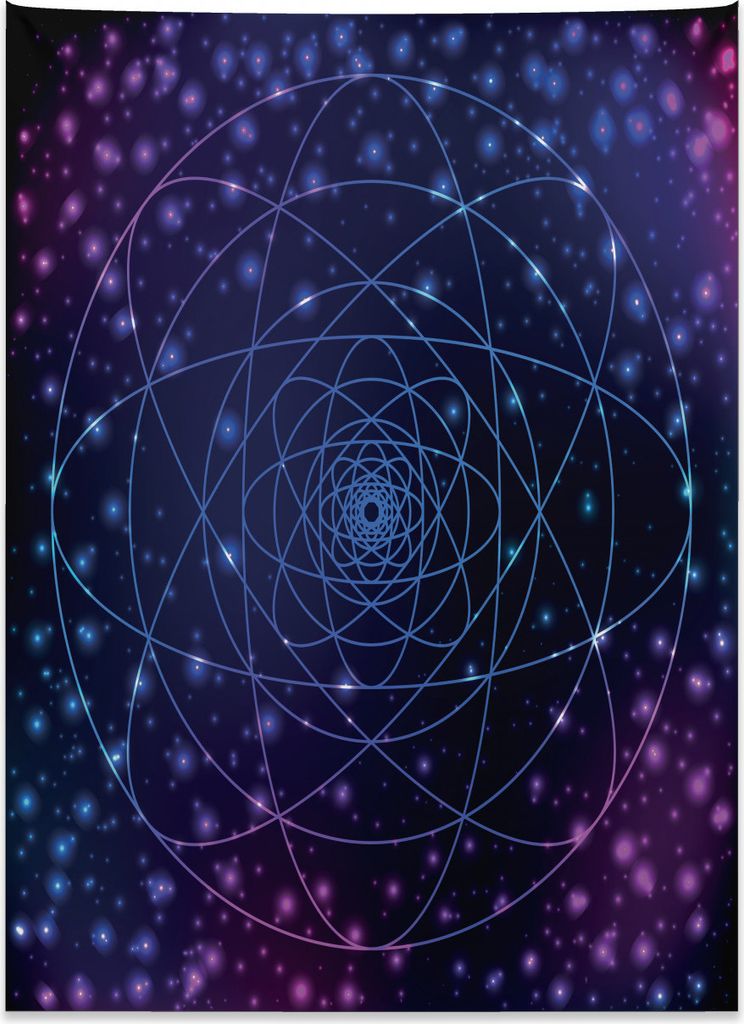 Abakuhaus Stern-Mandala Wandteppich, Weltraum-Linie Kunst aus Weiches Mikrofaser Stoff Kein Verblassen Klare Farben Waschbar, 110 x 150 cm, Blau Ro...