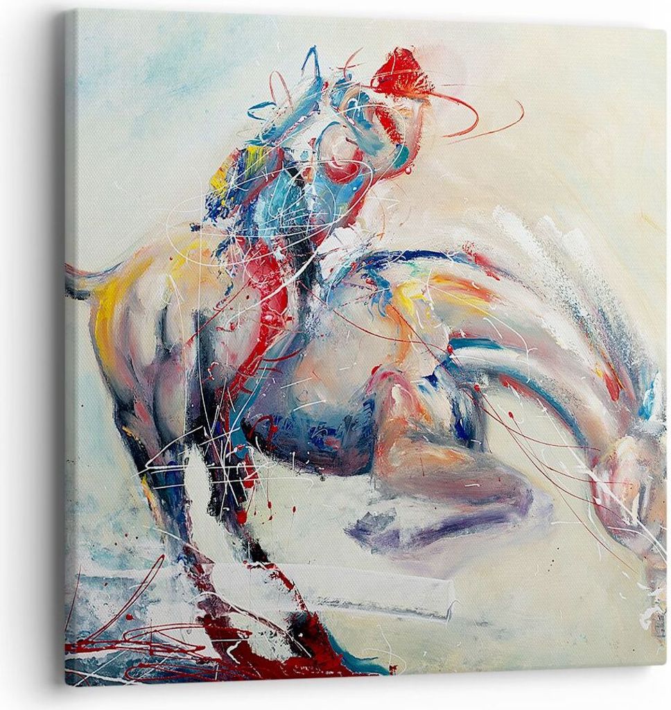 Bild auf Leinwand - Leinwandbild - Pferd Abstraktion - 40x40cm - Wand Bild - Wanddeko - Wandbilder - Leinwanddruck - Bilder - Kunstdruck - Wanddeko...