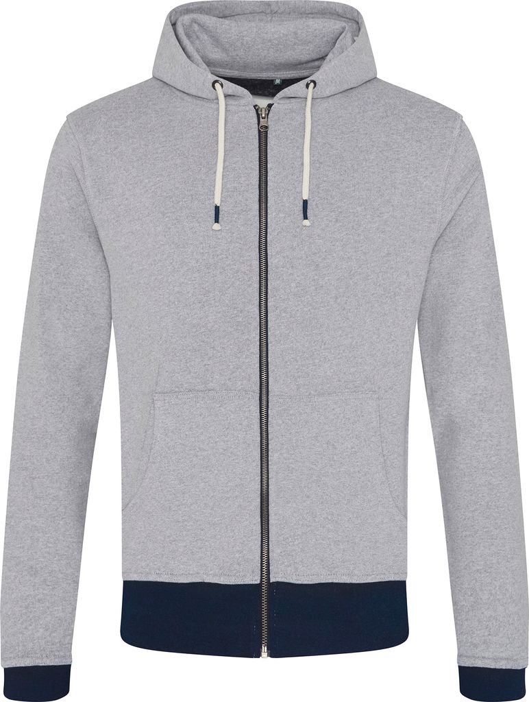 Ecologie Herren Okavango Kontrast Zoodie PC3196 (XS) (Grau meliert/Marineblau)