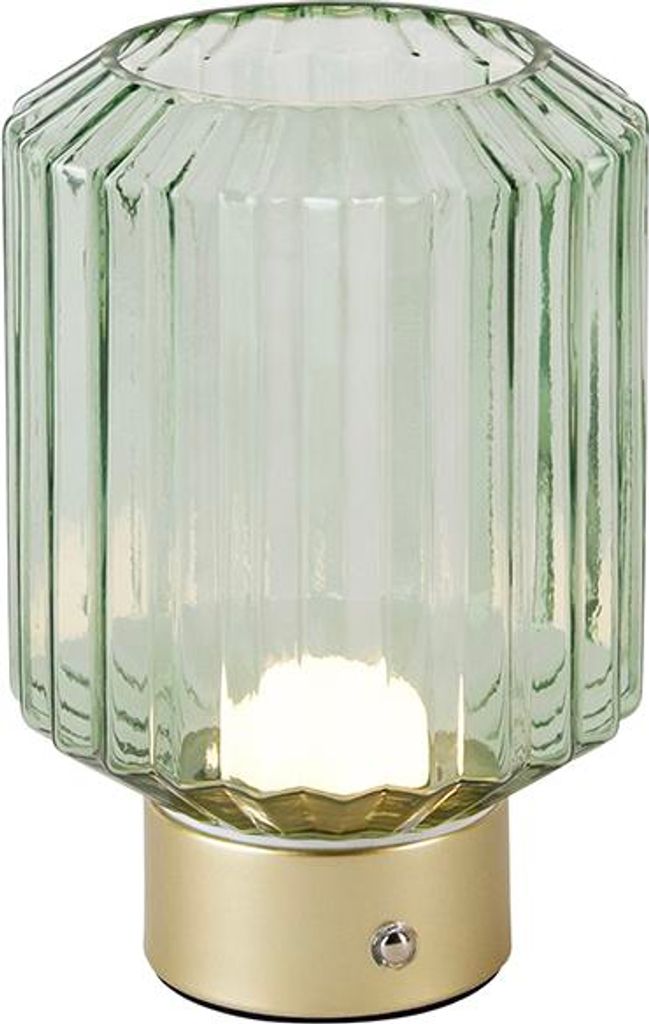 Trio Leuchten - Moderne Tischlampe aus Messing mit grünem Produktbild 