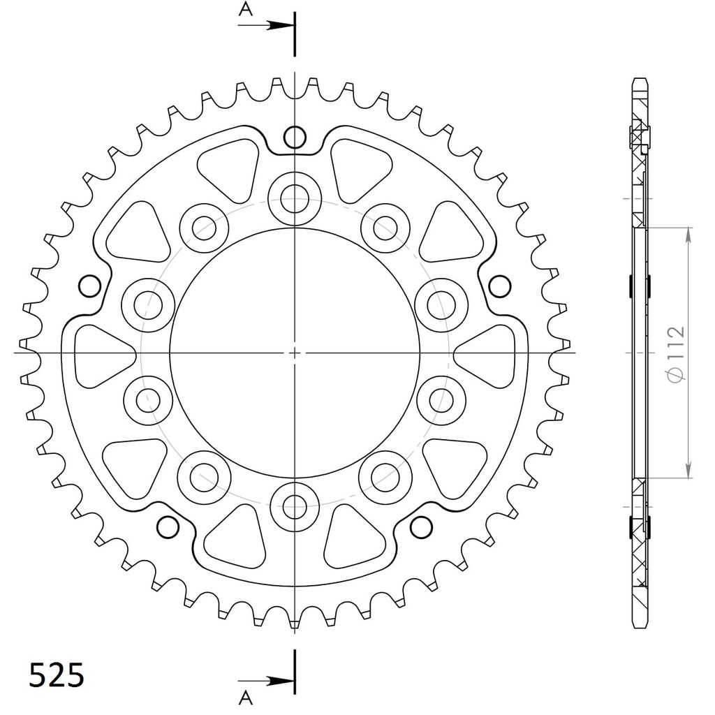 Stealth-Kettenrad Supersprox 525 - 47Z (rot) RST-1304:47-RED|ID 112,0 LK 138,0 5-Loch