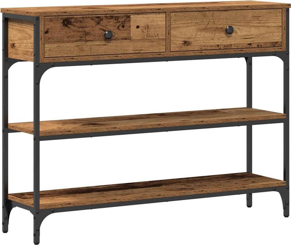 Konsolentisch mit Regal Altholz 100 x 25 x 75 cm Holzwerkstoff